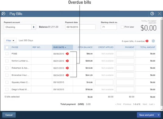 Számlák fizetése a QuickBooks Online-ban