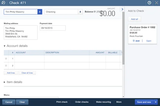 Как да въведете поръчка за покупка в QuickBooks Online