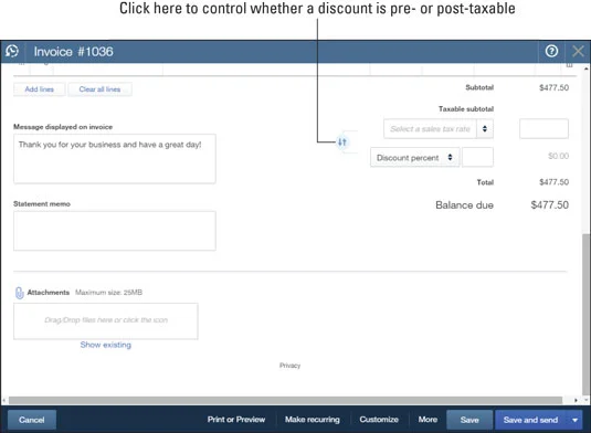 Számla készítése a QuickBooks Online-ban