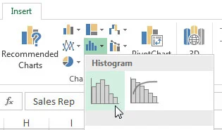Kā izveidot Excel 2016 histogrammas statistikas diagrammu
