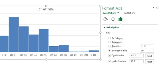 Kā izveidot Excel 2016 histogrammas statistikas diagrammu