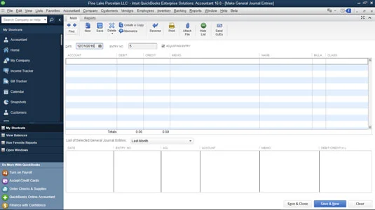 QuickBooks naplóbejegyzés rögzítése