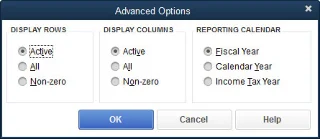 Как да модифицирате отчет на QuickBooks с раздела Display