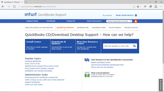 Hogyan böngészhet az Intuits terméktámogatási webhelyén a QuickBooks számára