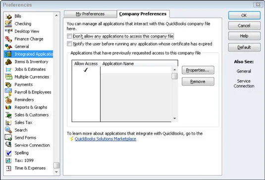 Как да контролирате интегрирани приложения в QuickBooks 2012