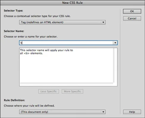 Hvordan lage en ny tagstil i Adobe Dreamweaver CS6