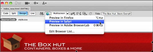 Slik forhåndsviser du siden din i Adobe Dreamweaver CS6