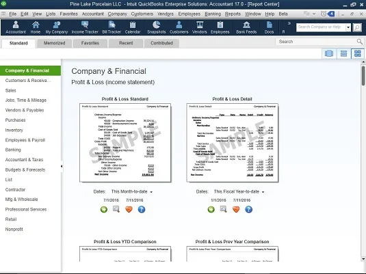 Категории на отчети в QuickBooks 2017