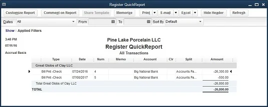 Gyorsjelentés létrehozása a QuickBooks 2017-ben