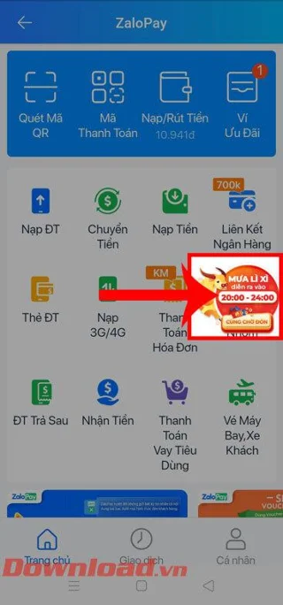 Navodila za žrebanje nagrad za prejem Lucky Money na ZaloPay