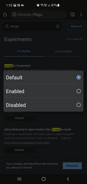 Kako narediti posnetke zaslona v načinu brez beleženja zgodovine v sistemu Android