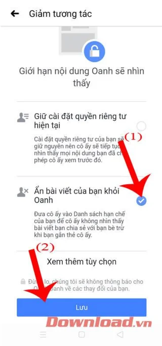 Инструкции за намаляване на взаимодействието с приятели във Facebook