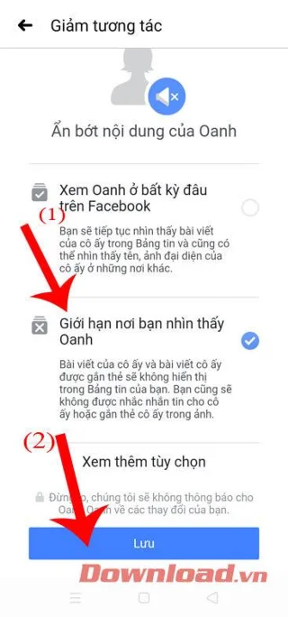 Инструкции за намаляване на взаимодействието с приятели във Facebook