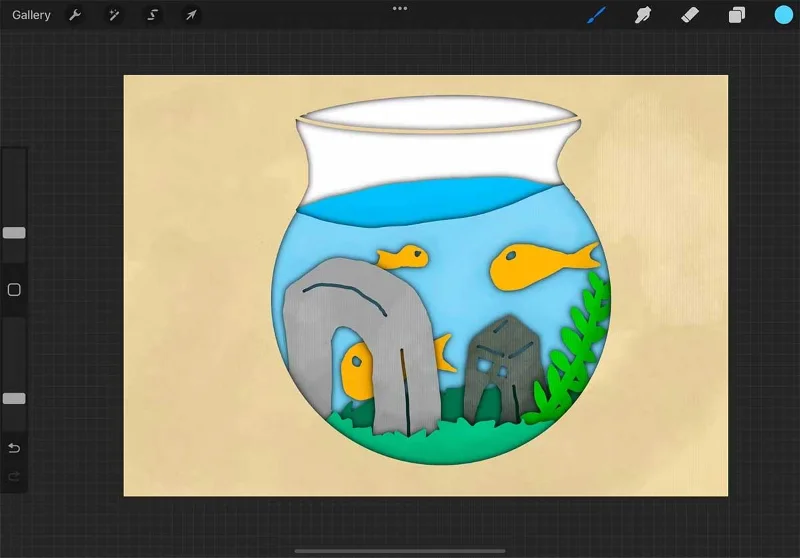 Kako ustvariti učinek izrezanega papirja v Procreate