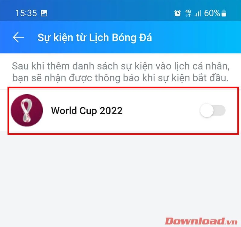 Как да добавите график за мачове от Световната купа 2022 в Zalo