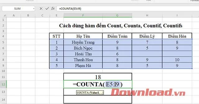 A Count, Counta, Countif, Countifs számláló függvények használata az Excelben