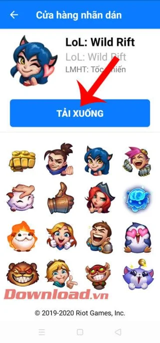 Как да изтеглите стикери League of Legends: Wild Rift в Messenger