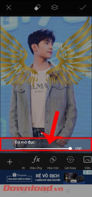 Norādījumi par eņģeļa spārnu pievienošanu fotoattēliem, izmantojot PicsArt