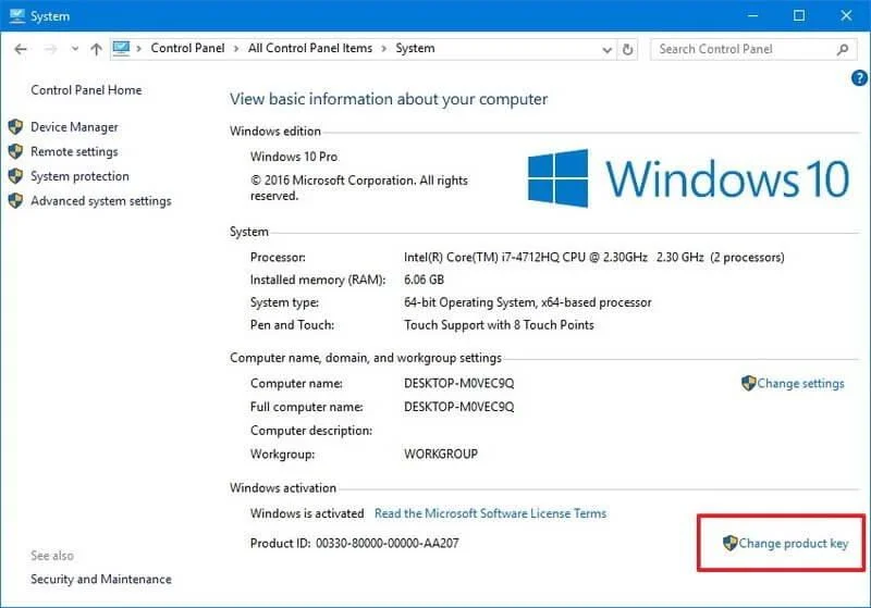 Kako spremeniti ključ izdelka v sistemu Windows 10