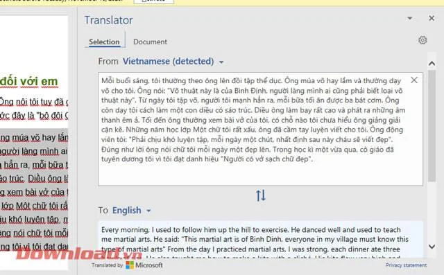 Инструкции за превод на текст директно в Word
