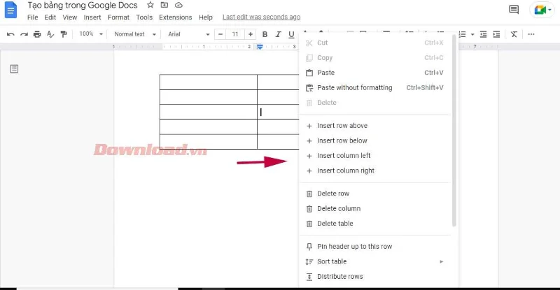 Kako ustvariti in urediti tabele v Google Dokumentih