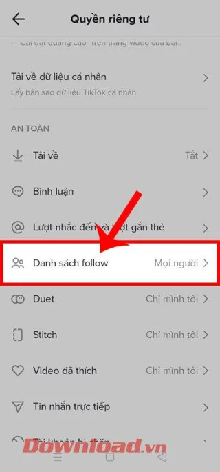 Инструкции за скриване на списък за следване в TikTok