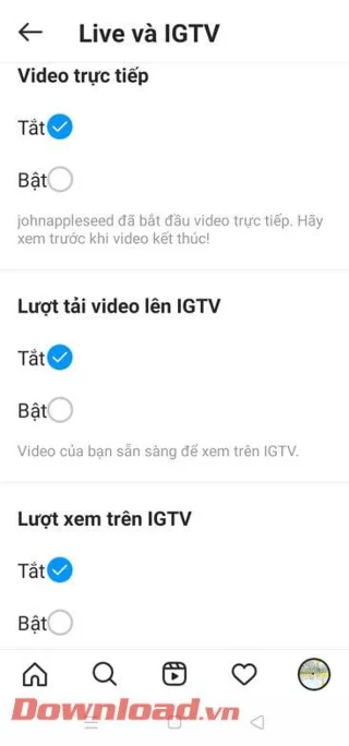 Navodila za izklop obvestil na Instagramu