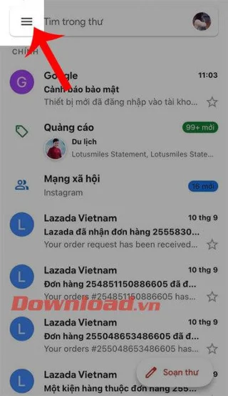 Navodila za vklop načina temnega ozadja za Gmail v telefonu