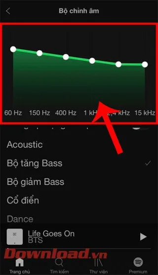Norādījumi Spotify ekvalaizera aktivizēšanai iPhone tālrunī