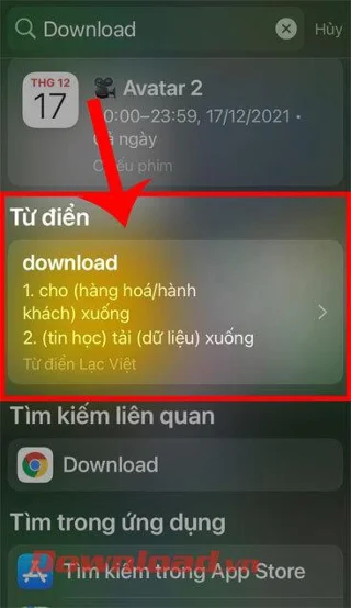 Útmutató a szótárak kereséséhez iPhone készüléken a keresősávban (Spotlight)