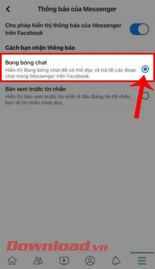 Инструкции за включване на мехурчета за чат в Messenger на iPhone
