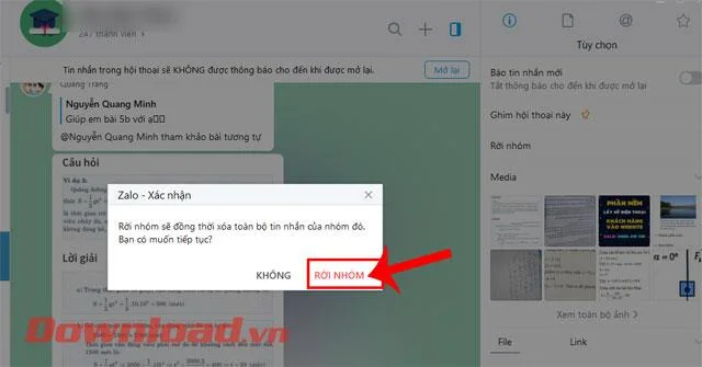 Norādījumi Zalo tērzēšanas grupas pamešanai tālruņos un datoros