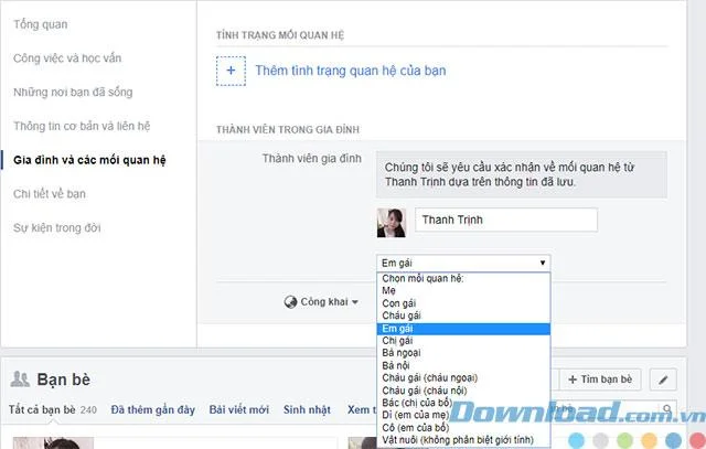 Инструкции за промяна на отношенията във Facebook