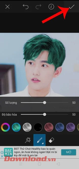 Pokyny pro změnu barvy vlasů pomocí PicsArt v telefonu