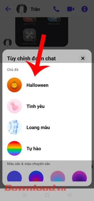 Navodila za spreminjanje vmesnika Facebook Messenger v temi za ljubezen in noč čarovnic