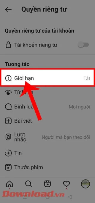 Инструкции за ограничаване на взаимодействията в Instagram