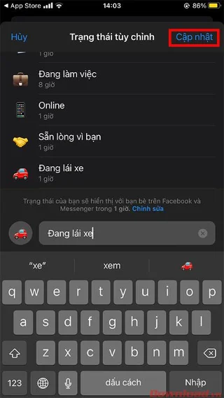 Как да актуализирате статуса във Facebook Messenger