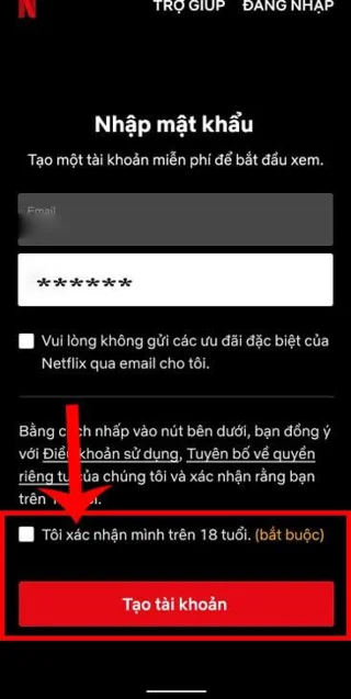 Navodila za registracijo za brezplačno gledanje Netflixa na telefonih Android - korak 3