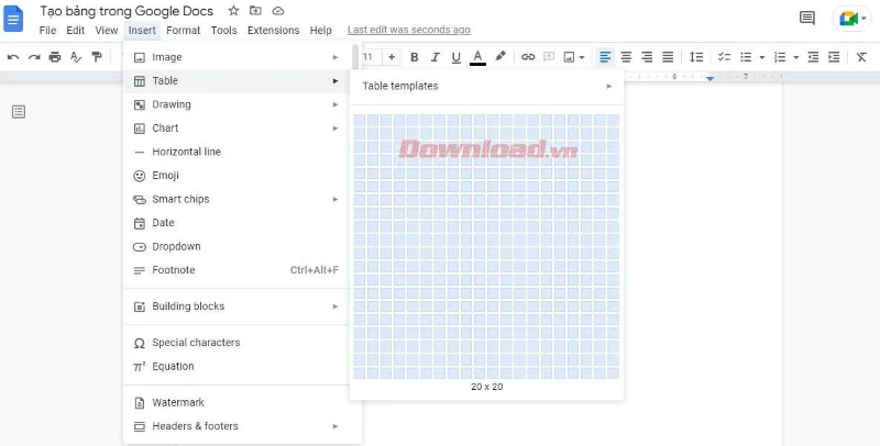 Kako ustvariti in urediti tabele v Google Dokumentih