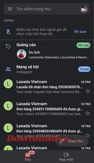 Navodila za vklop načina temnega ozadja za Gmail v telefonu