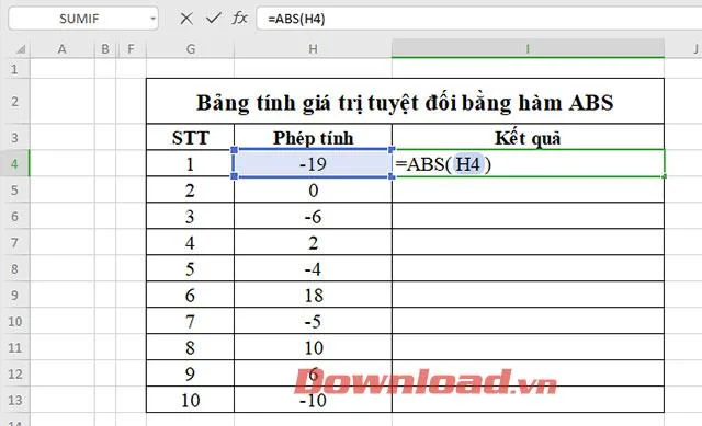 Utasítások az ABS függvény használatával az abszolút érték kiszámításához Excelben