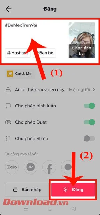 Инструкции за запис на видеоклипове в TikTok с ефекта Baby Cat на рамото ви