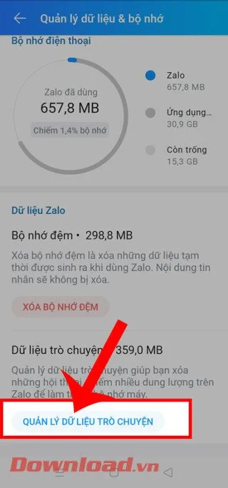 Инструкции за изтриване на разговори, които заемат много място в Zalo