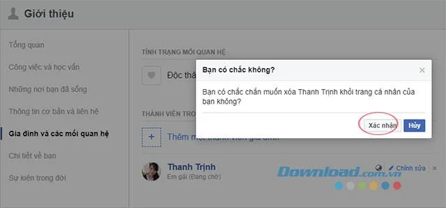 Инструкции за промяна на отношенията във Facebook