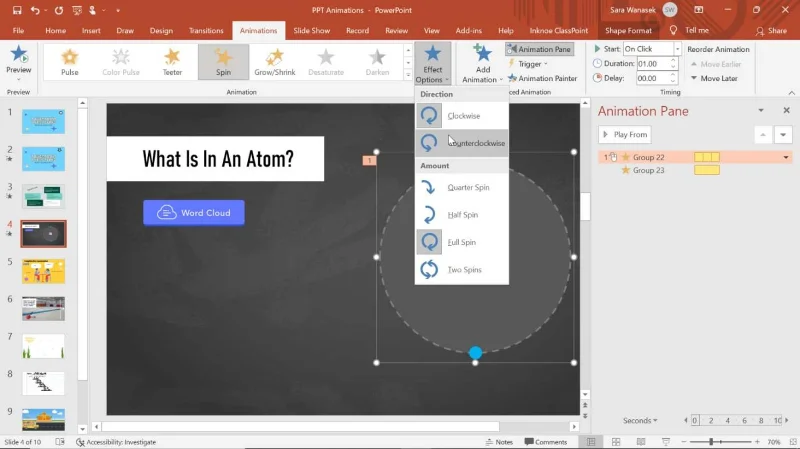 Как да добавите Spin ефект в PowerPoint