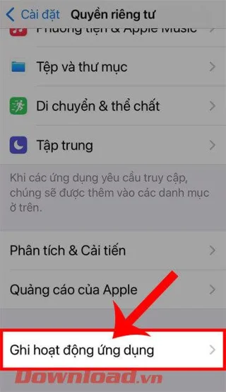 Navodila za spremljanje aktivnosti aplikacije na iOS 15