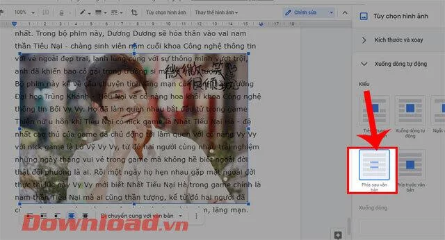 Navodila za vstavljanje slik pred ali za besedilom v Google Dokumentih