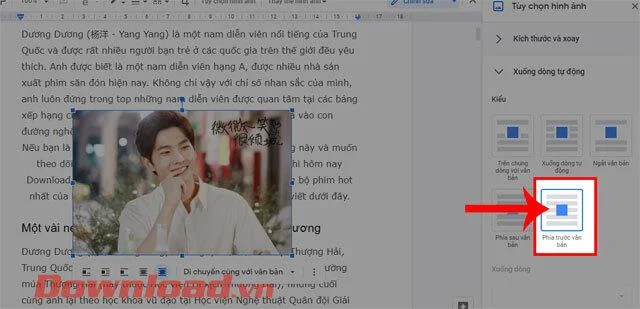Navodila za vstavljanje slik pred ali za besedilom v Google Dokumentih