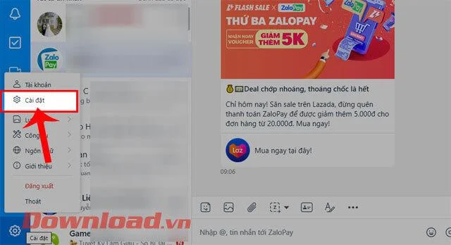Norādījumi mapes maiņai, lai saglabātu failus Zalo datorā
