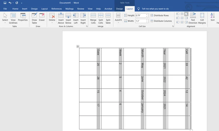 Kā pagriezt tabulu programmā Microsoft Word